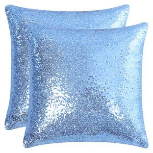 2pcs Sky Blue Sequin Throw Pillow Covers Shiny Decor Cushion Covers